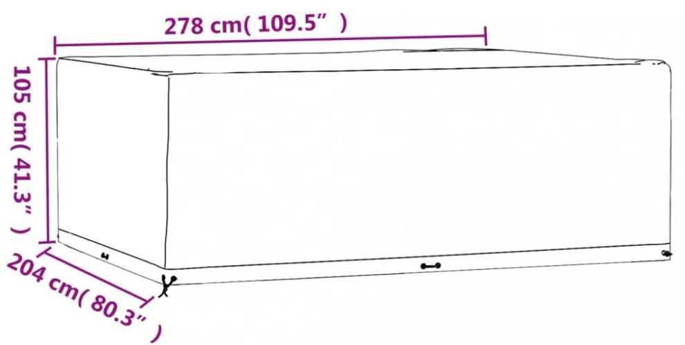 2 db téglalap alakú kerti bútorhuzat 16 fűzőlyukkal 278x204x105