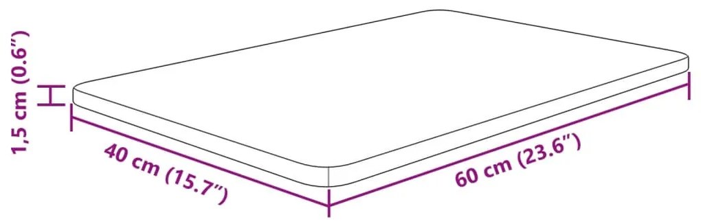 sötétbarna kezelt tömör fa fürdőszobai pult 60 x 40 x 1,5 cm