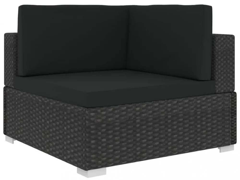 vidaXL 4 részes fekete polyrattan kerti kanapészett párnákkal