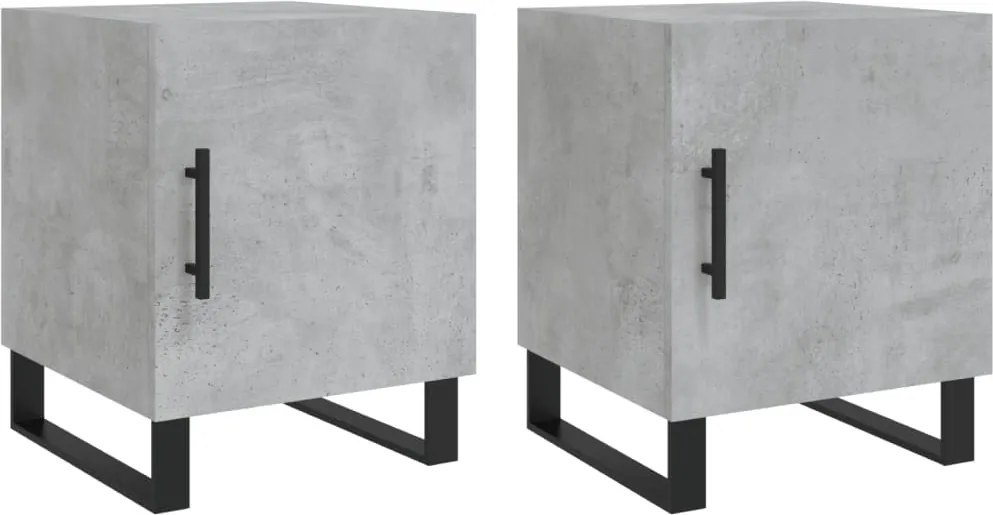 vidaXL 2 db betonszürke szerelt fa éjjeliszekrény 40 x 40 x 50 cm