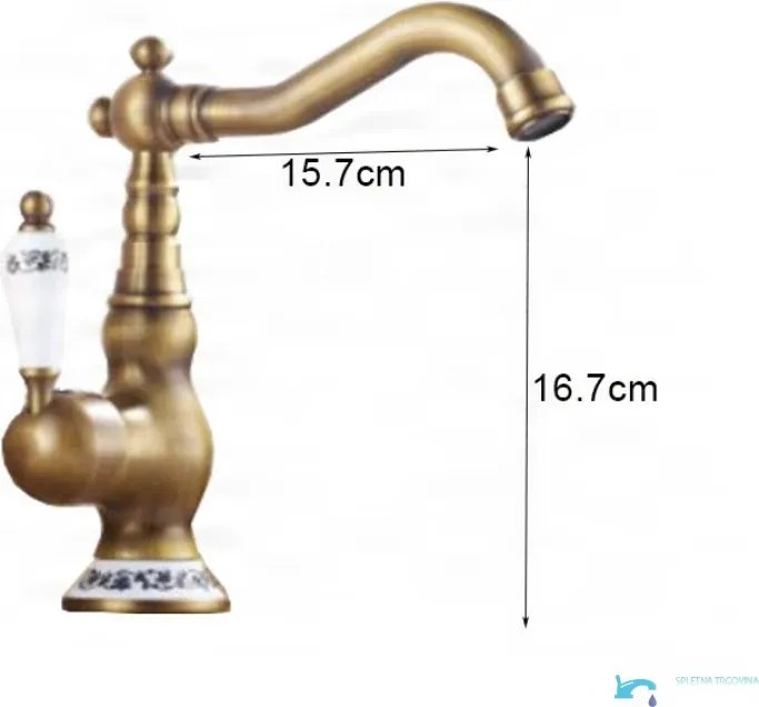 Álló fürdőszobai csaptelep EYN AQ1129 forgatható kifolyóval, kerámiadíszítéssel, többféle színben — 29,5 cm
