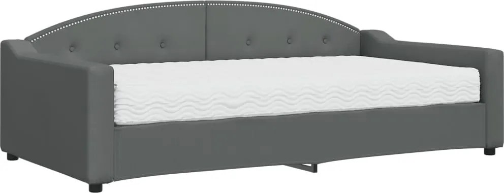 vidaXL sötétszürke szövet kanapéágy matraccal 100 x 200 cm