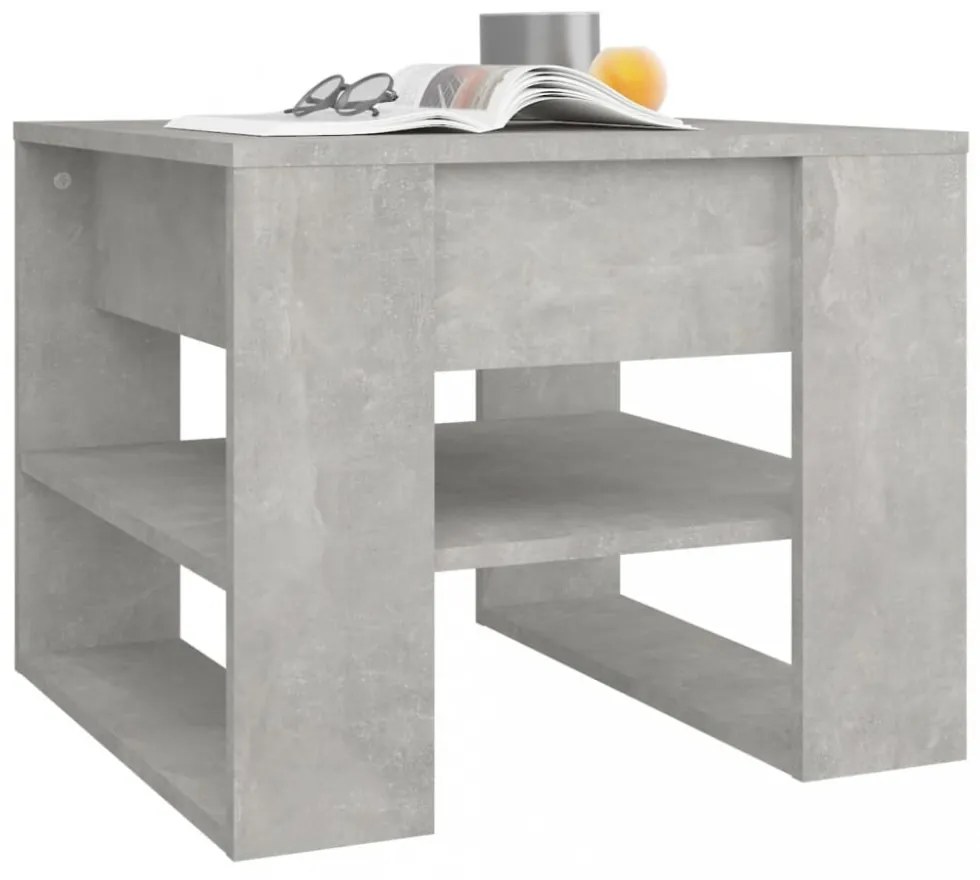 betonszürke szerelt fa dohányzóasztal 55,5x55x45 cm