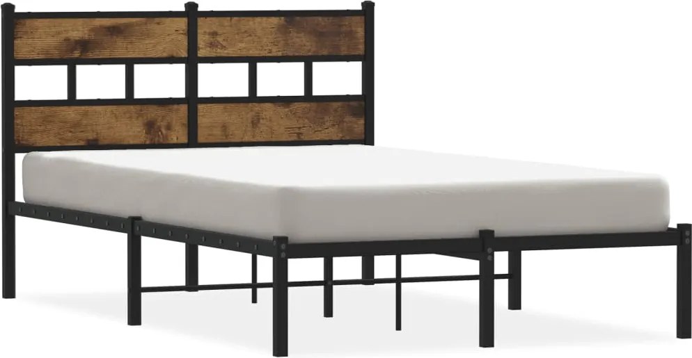 vidaXL füstös tölgy színű fém ágykeret matrac nélkül 120 x 190 cm