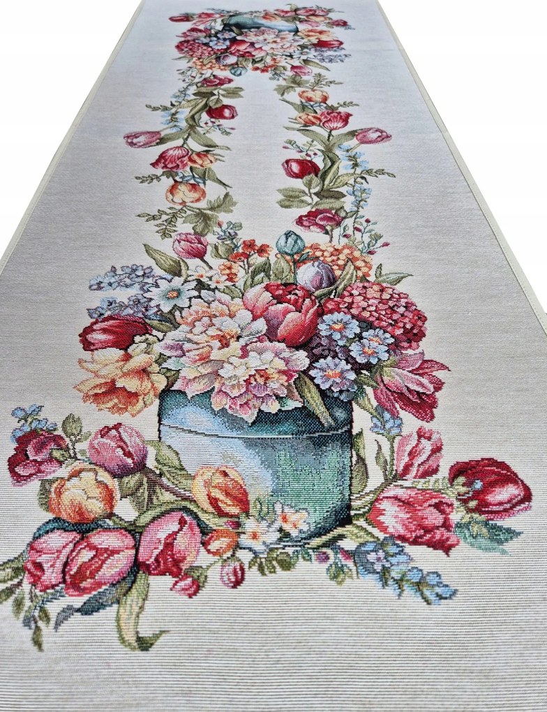 Futópad 40x100 cm asztalra virágos tulipán gobelin szilárd anyag