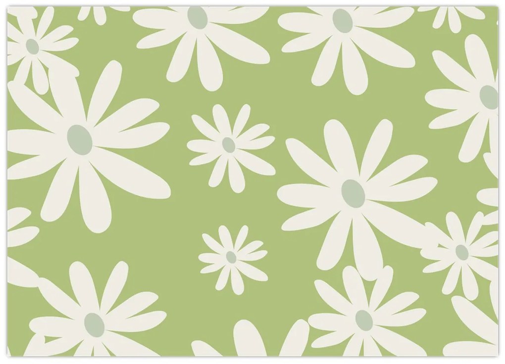 Üveg kép - Hippik, zöld virágok N⁰1 (70x50 cm)