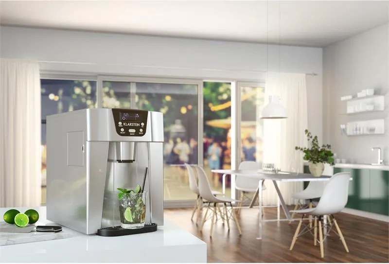 Klarstein Ice Volcano 2G, jégkocka készítő, 13 kg/24 h, jékockagyártó, LED, ezüst