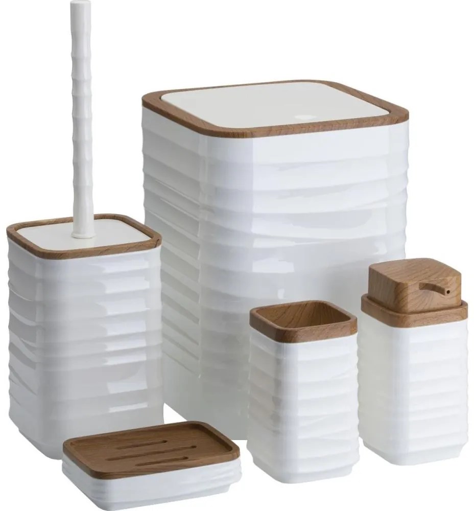 Fürdőszobai készlet WAVE 5 db fehér/barna