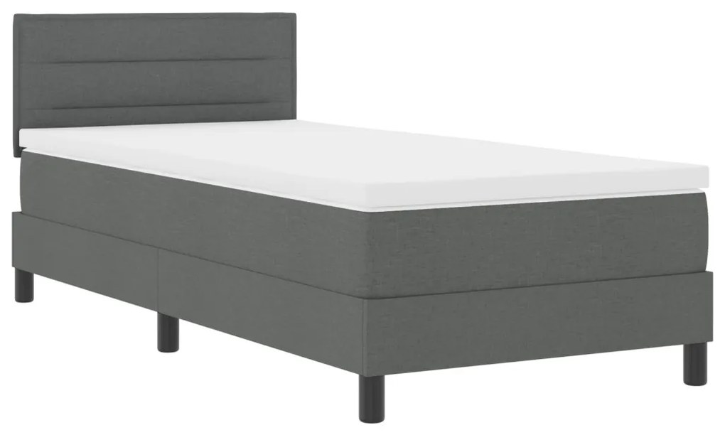 Box Spring ágy matraccal sötétszürke 90x190 cm szövet