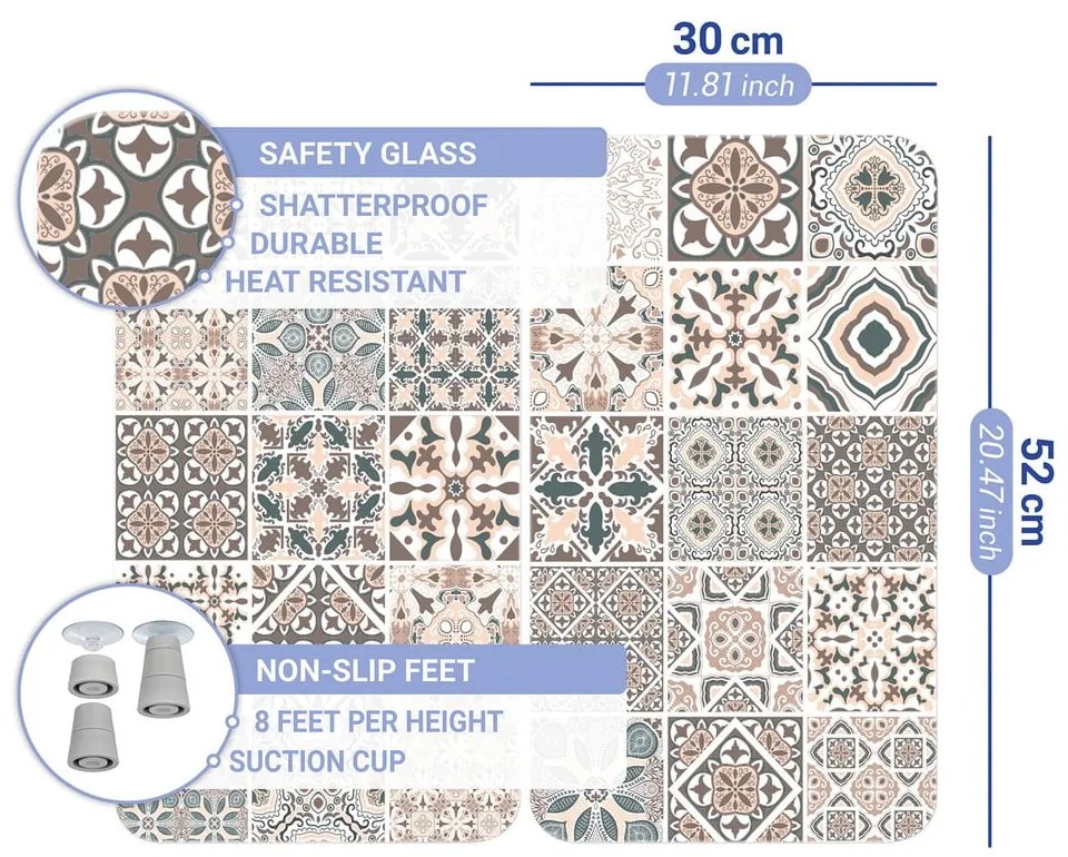 Edzett üveg tűzhely fedőlap szett 2 db-os 30x52 cm Universal Tile – Wenko