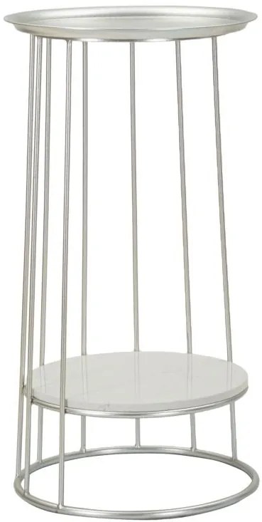 kisasztal ezüst fém vázzal és márvány polc résszel