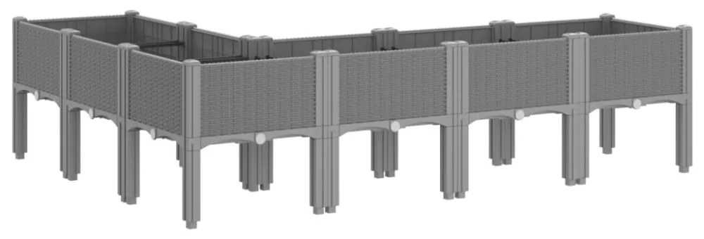 vidaXL világosszürke PP rácsos kerti ültetőláda 160 x 120 x 42 cm