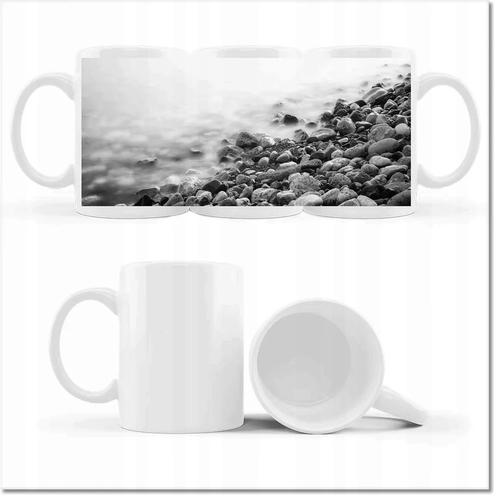 Nyomott mintás bögre Tenger part hullámok köd