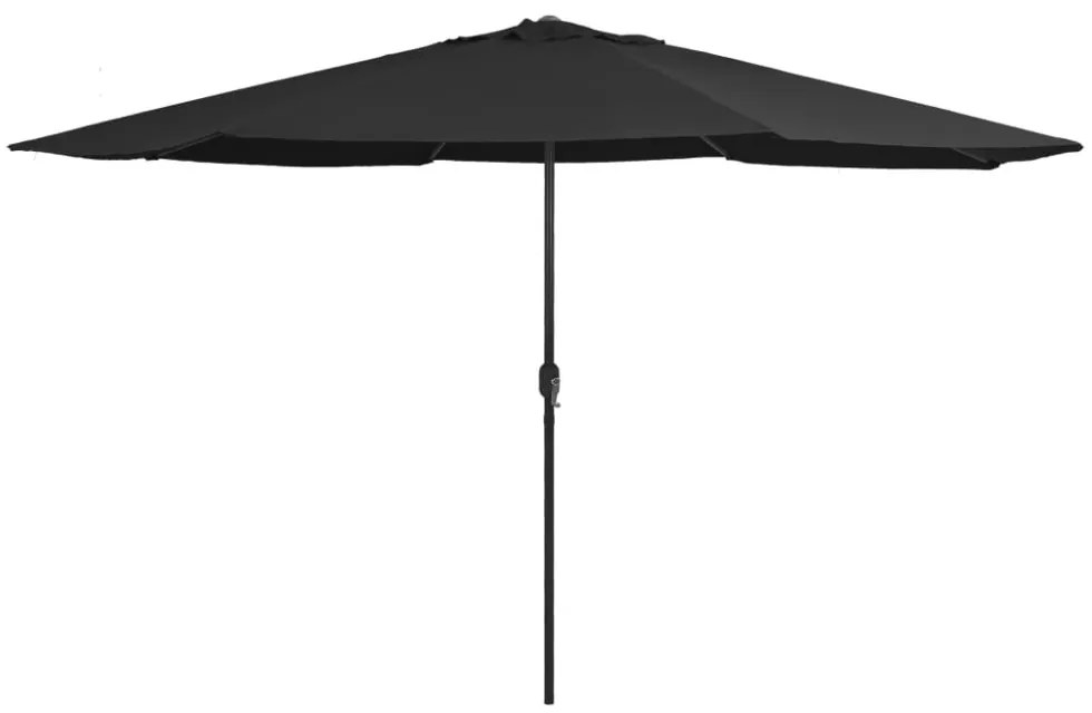 fekete kültéri napernyő fémrúddal 390 cm