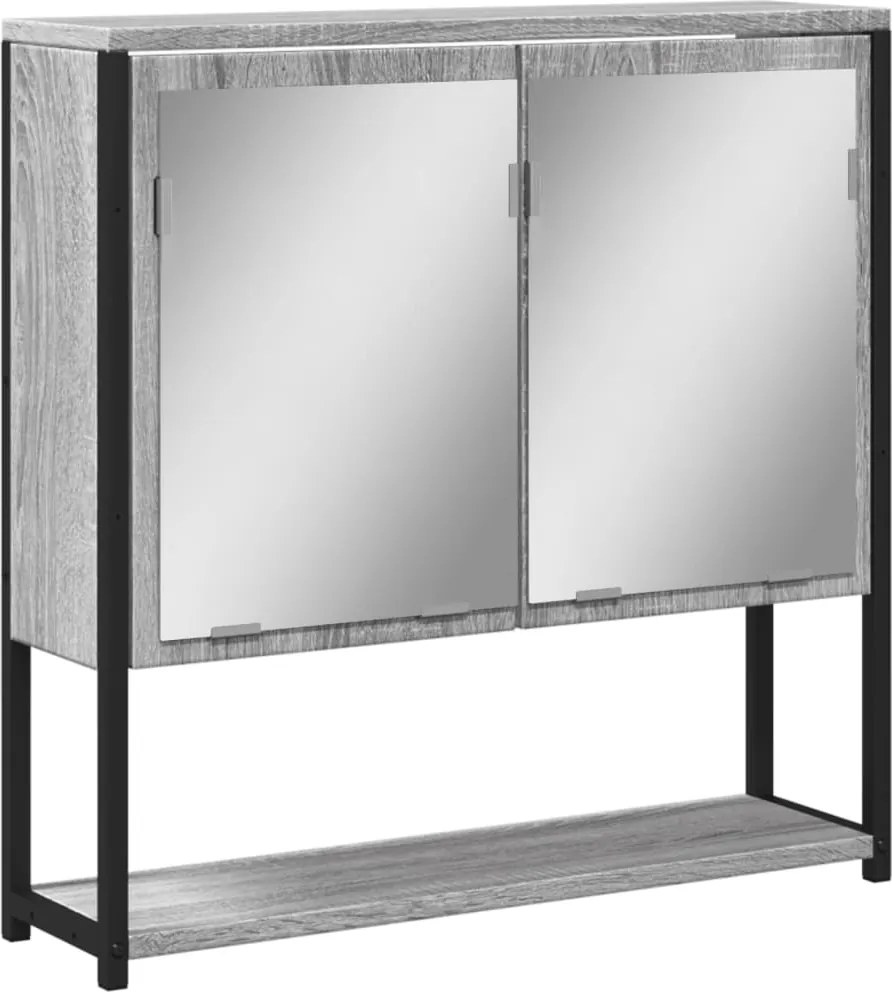 vidaXL szürke sonoma színű szerelt fa tükrös szekrény 60x16x60 cm