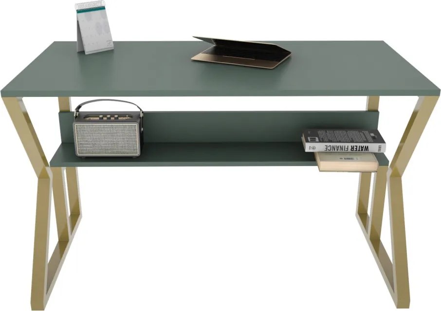 Wake íróasztal, zöld-arany, 120 cm