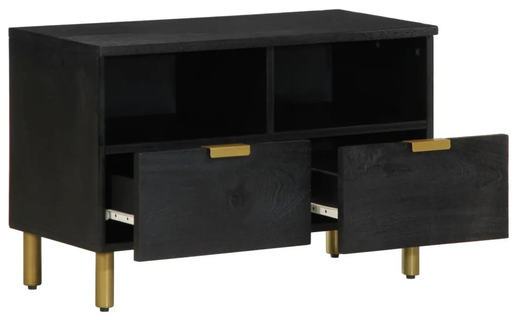 fekete szerelt fa TV-szekrény 70 x 33 x 46 cm