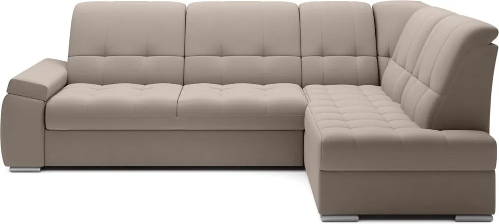 Bézs bársony kinyitható-tárolóhelyes sarokkanapé (jobb oldali-L alakú) Sado – ELTAP