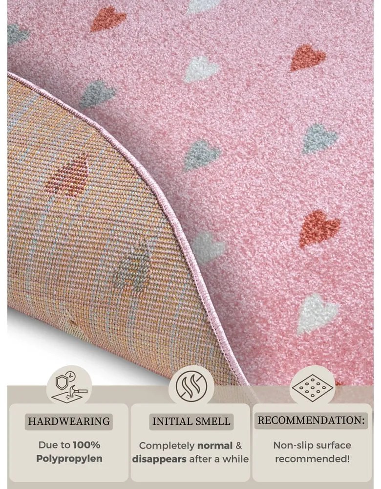 Rózsaszín gyerek szőnyeg ø 100 cm Little Hearts – Hanse Home