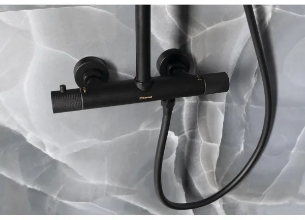 Sapho - SOLARIS matt fekete zuhanyszett csapteleppel