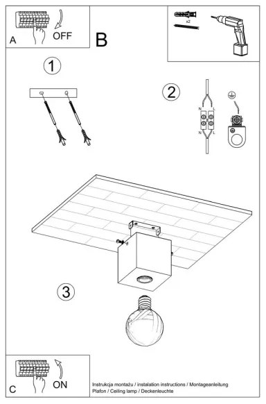Sollux SL.0675 - Mennyezeti lámpa ABEL 1xE27/60W/230V fa