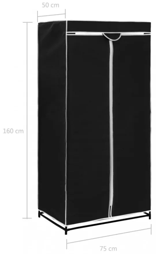 2 db fekete ruhásszekrény 75 x 50 x 160 cm
