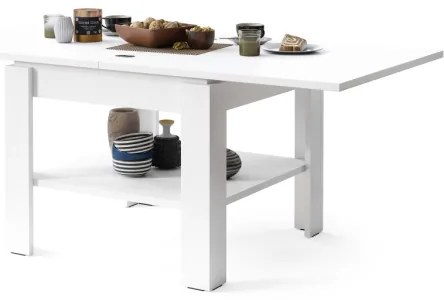 Fehér LIA kihúzható konferencia/étkezőasztal polccal