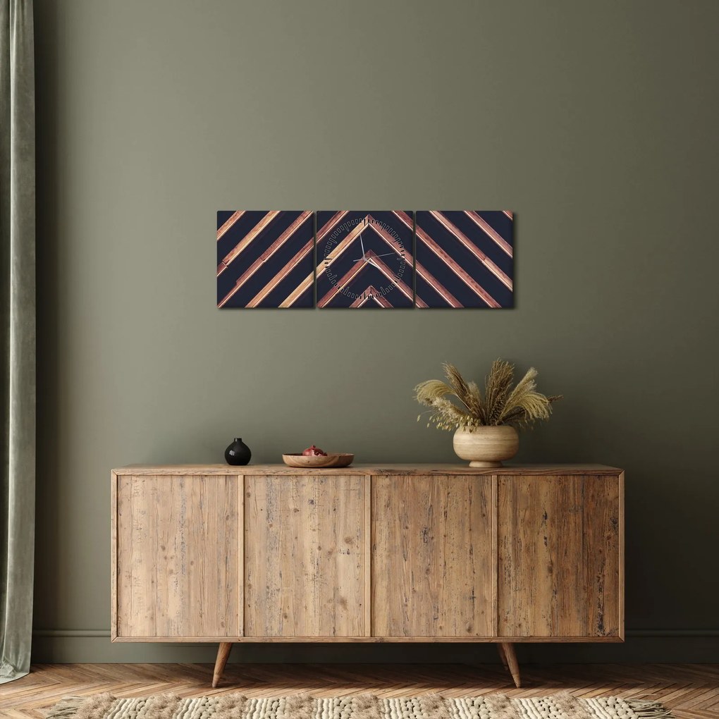 Egy fa motívum képe fekete alapon (órával) (90x30 cm)