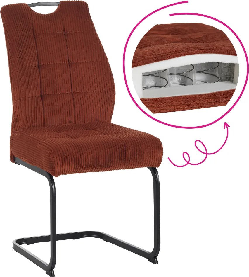 Étkezőszék, terrakotta/fekete, KELMA