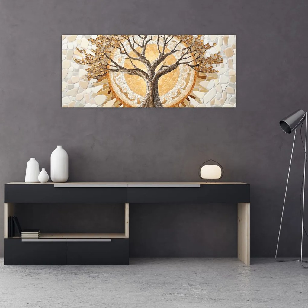 Kép – Arany életfa mozaikban (120x50 cm)