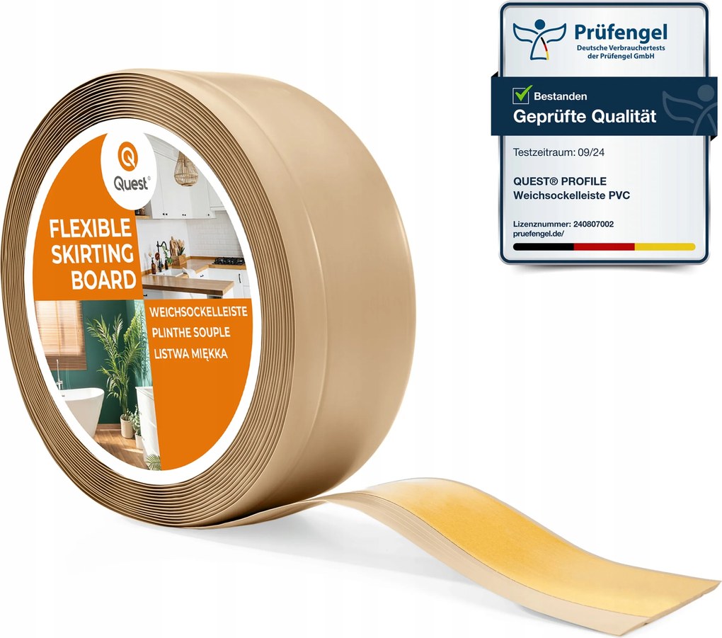 Pvc öntapadós szegélyléc 70x20mm, homok- kasmír, 25m