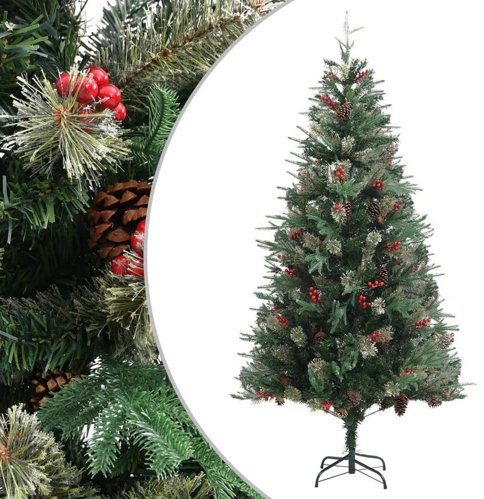 Zöld karácsonyfa fenyőtobozokkal 225 cm