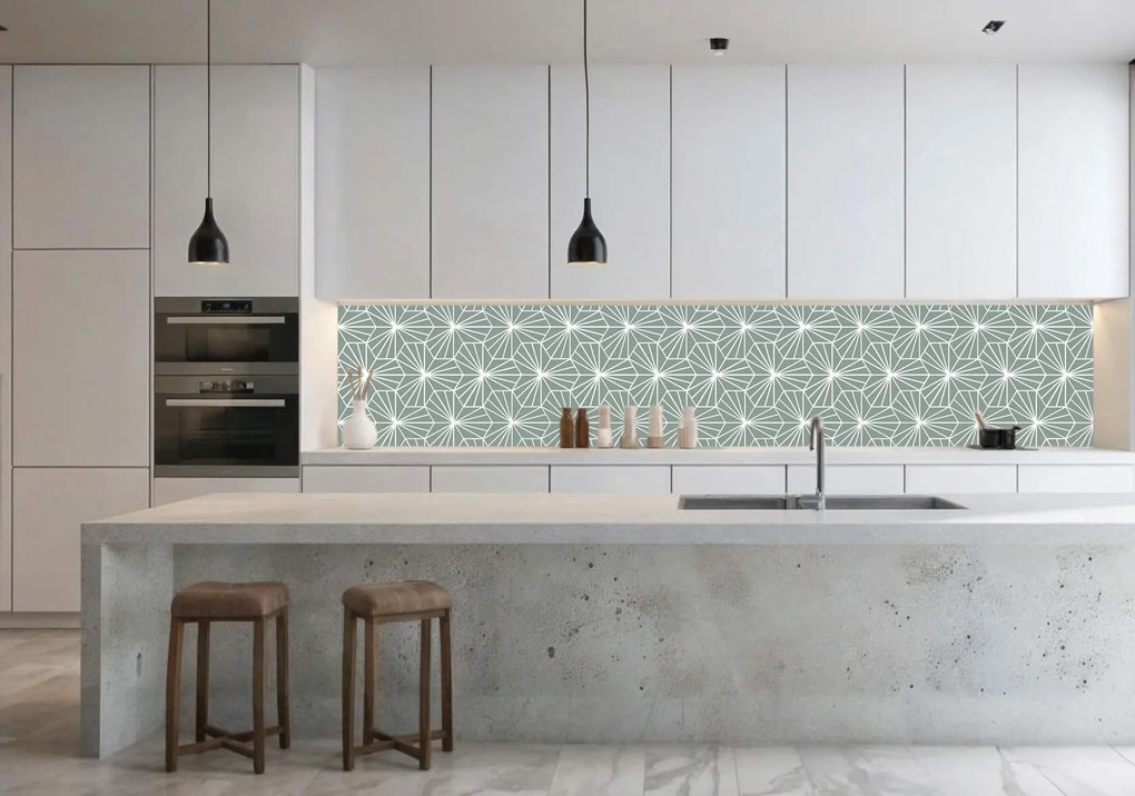 Wallplex konyhahátfal Zöld Hexagon (Méret: 60x240)