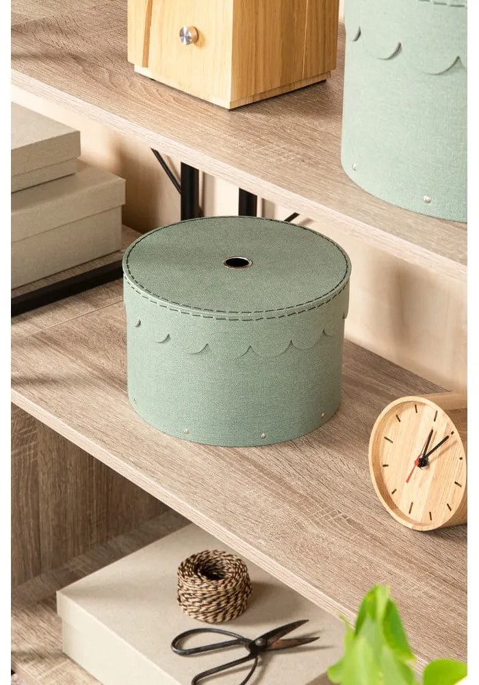 Kékeszöld fedeles karton tárolódoboz szett 2 db-os ø 26x17,5 cm Wilma Canvas Paper Laminate – Bigso