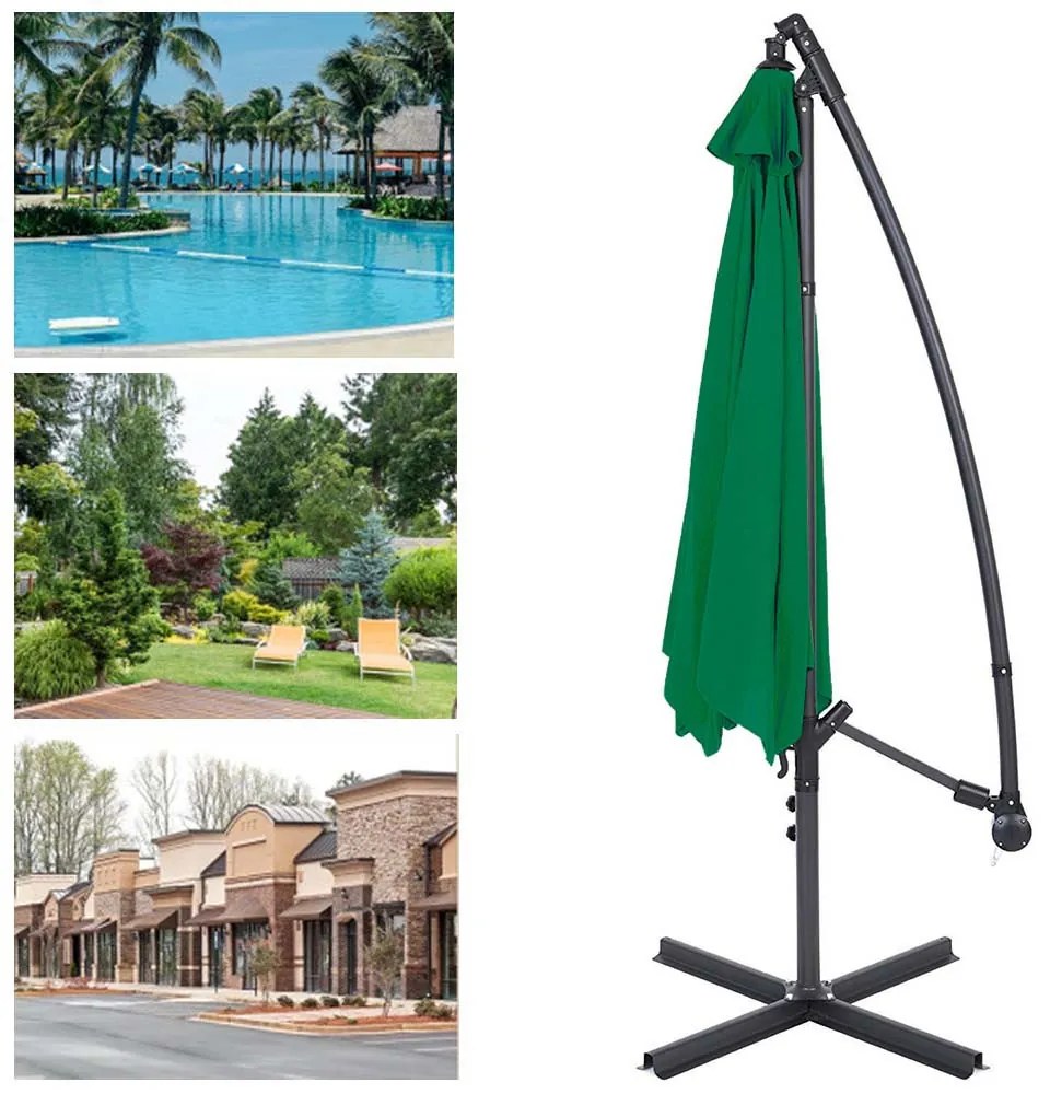 Függő napernyő 2,7 m, zöld