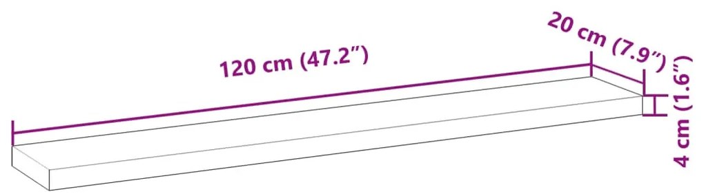 3 db kezeletlen tömör akácfa függőpolc 120 x 20 x 4 cm