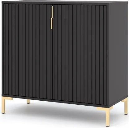 Komód 2 ajtós fekete / fekete matt színkombinációban – FLINN FL06