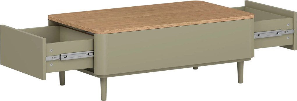 Amilio dohányzóasztal 100 cm fiókos, lábakon - eukaliptusz / baltic dune tölgy