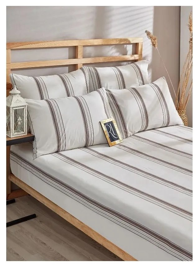 Barna-bézs kétszemélyes hosszabbított pamut ágyneműhuzat 200x220 cm – Mila Home