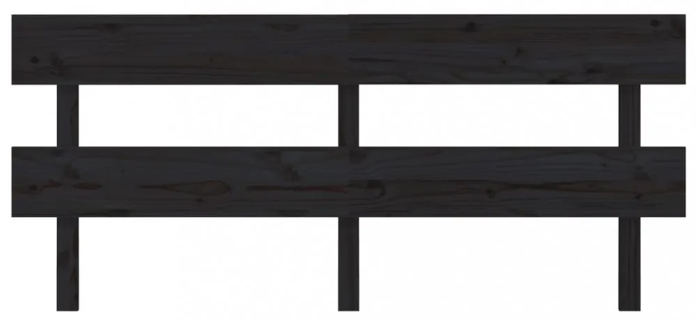 fekete tömör fenyőfa ágy fejtámla184x3x81 cm