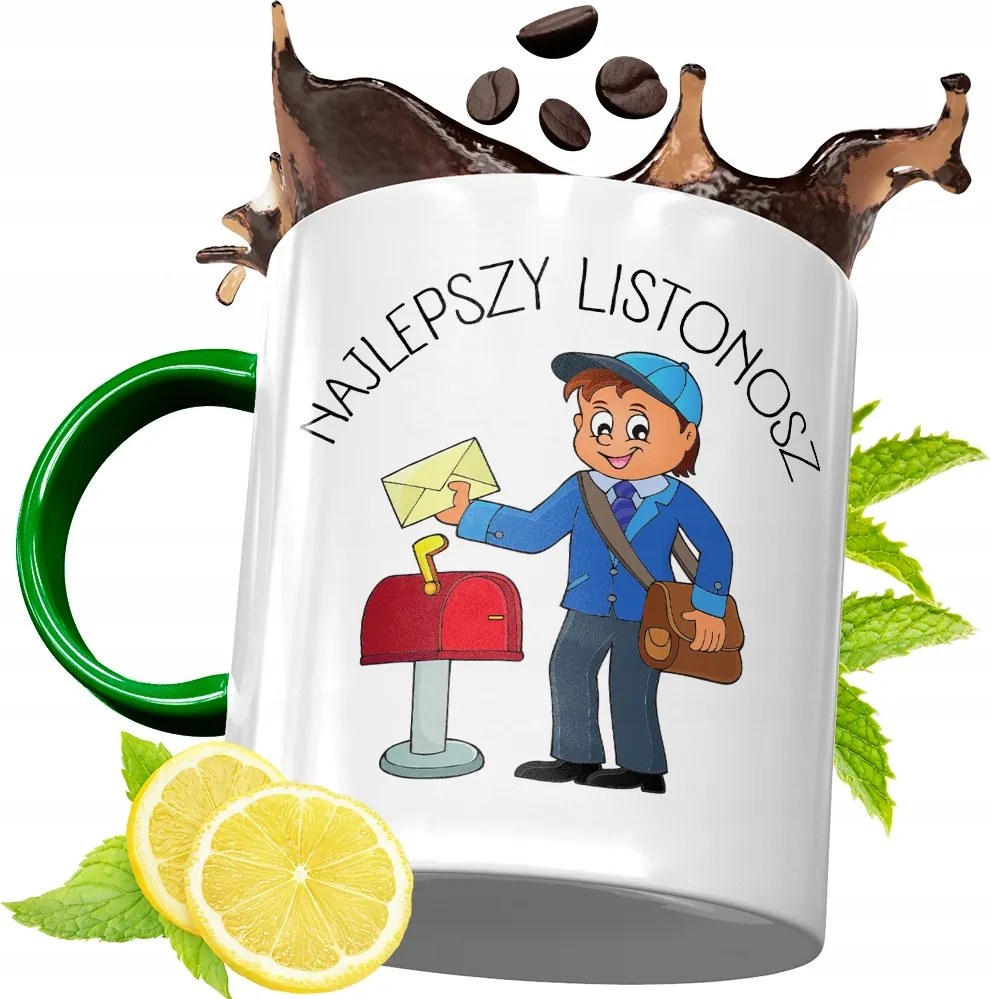 Zöld Bögre Postásnak Születésnapi Ajándék Nyomtatott Fényképpel