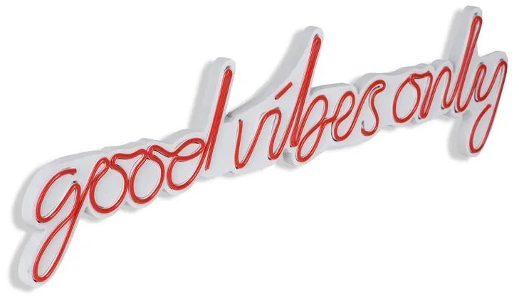 Műanyag LED-es fali dekoráció, Good Vibes Only - Red