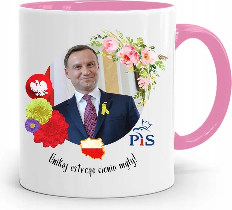 Andrzej Duda Pis Rózsaszín Elnöki Bögre fényképes nyomattal
