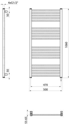 Sapho - Elektromos törölközőszárító METRO-E 400W/230V 50x106 cm fehér