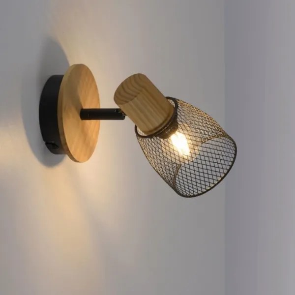 JUST LIGHT. 15191-79 - Fali spotlámpa TAMIS 1xE14/10W/230V fenyő