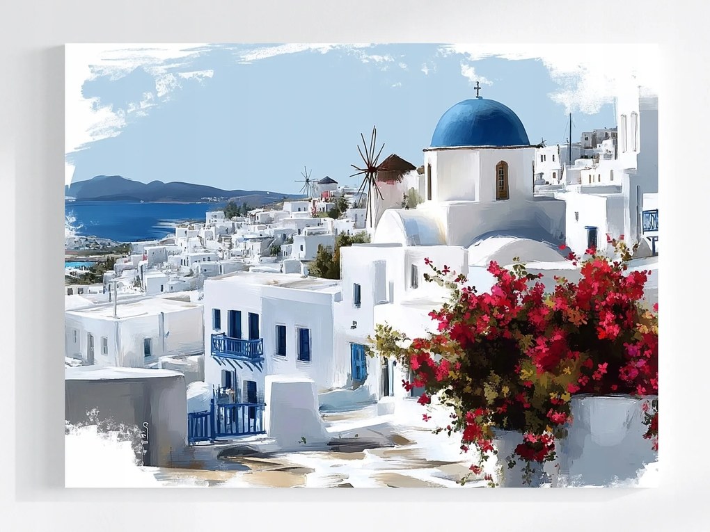 Vászonkép Canvas Tájkép Görögország Mykonos Város Sziget Nyár 80x60