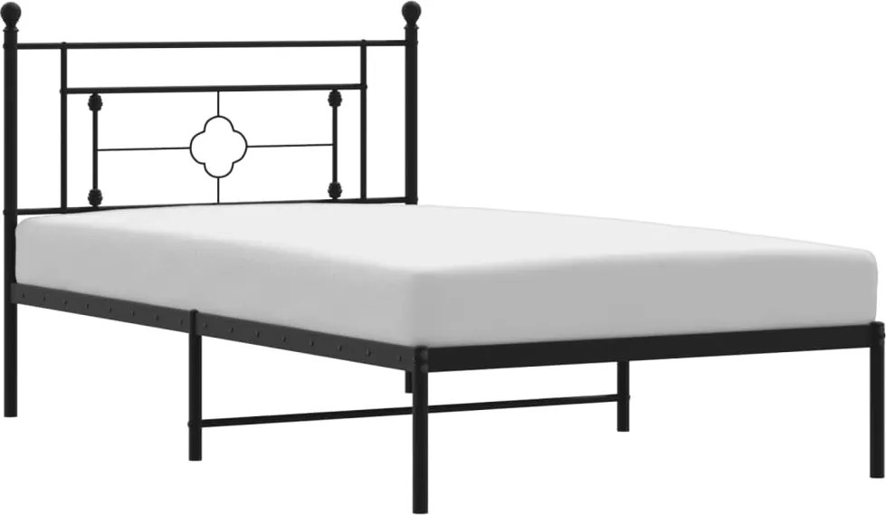 vidaXL fekete fém ágykeret fejtámlával 107 x 203 cm