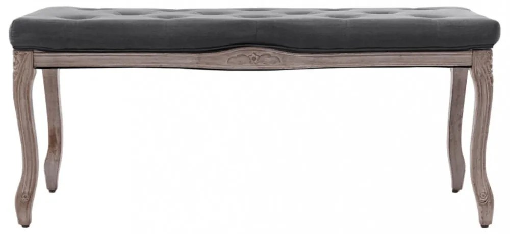 sötétszürke tömör fa pad vászonkárpittal 110 x 38 x 48 cm