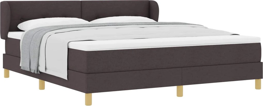 vidaXL Boxrugós ágy matracmal Sötét Barna 180 x 200 cm szövet