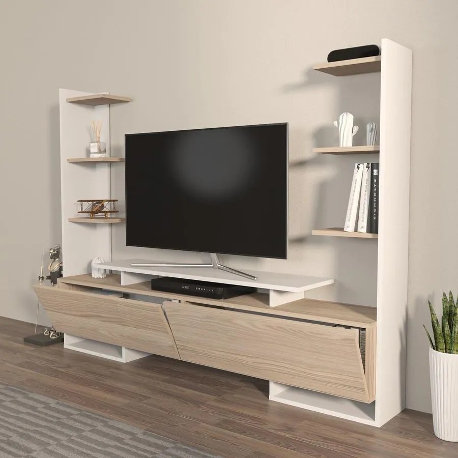 TV szekrény Ava - White, Oak